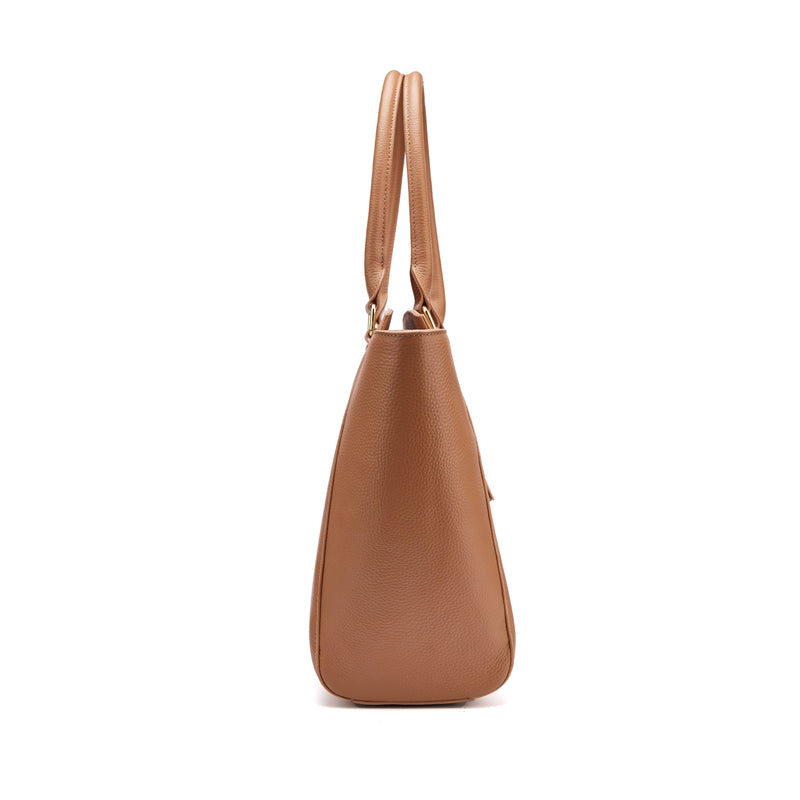 14" LISA DESIGNER LAPTOP HANDBAG | TAN LEATHER | CHAMPAGNE GOLD-Laptop bag-CODE REPUBLIC-CODE REPUBLIC laptop bags womens laptop bags laptop handbags ladies laptop bags laptop carrying bags